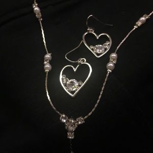 Crystal & Pearl Y Necklace & Earrings